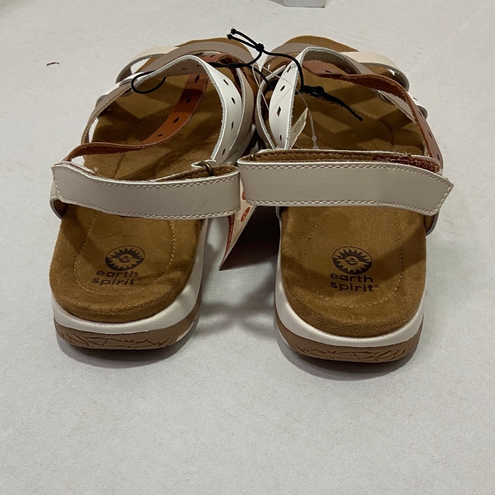 NWT Earth Spirit Size 10 Women's Cream & Tan Sandals Cushioned Soft - Picture 5 of 11
